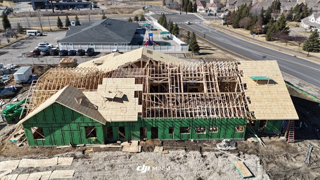 Aerial view of new clinic under construction