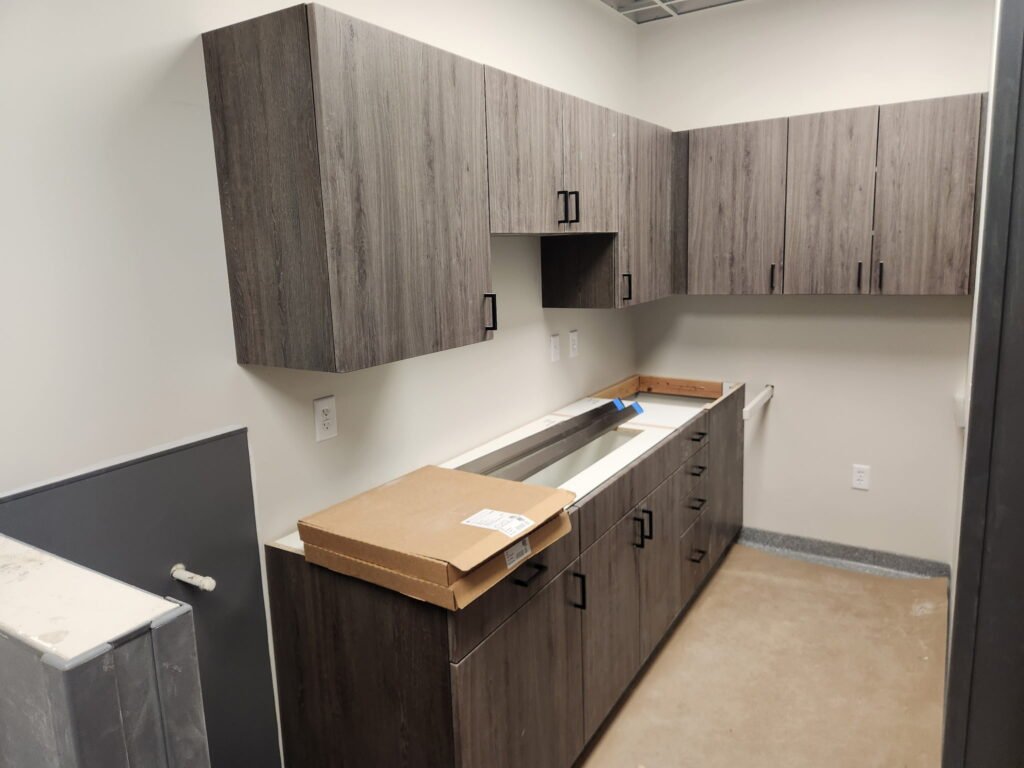 New clinic food and kennel prep area