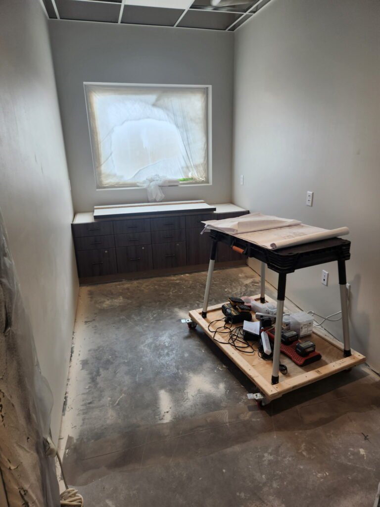 Interior build-out at the new Lakeville Family Pet Clinic