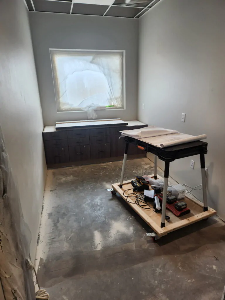 Interior build-out at the new Lakeville Family Pet Clinic